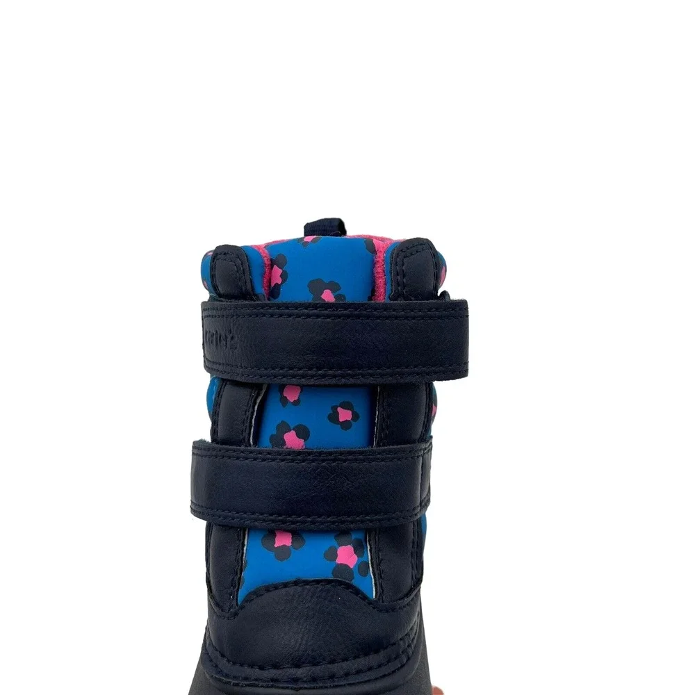 Carters Little Girls Slip on Warm‎ Snow Boots Size 12 Pink Navy Blue Adjustable